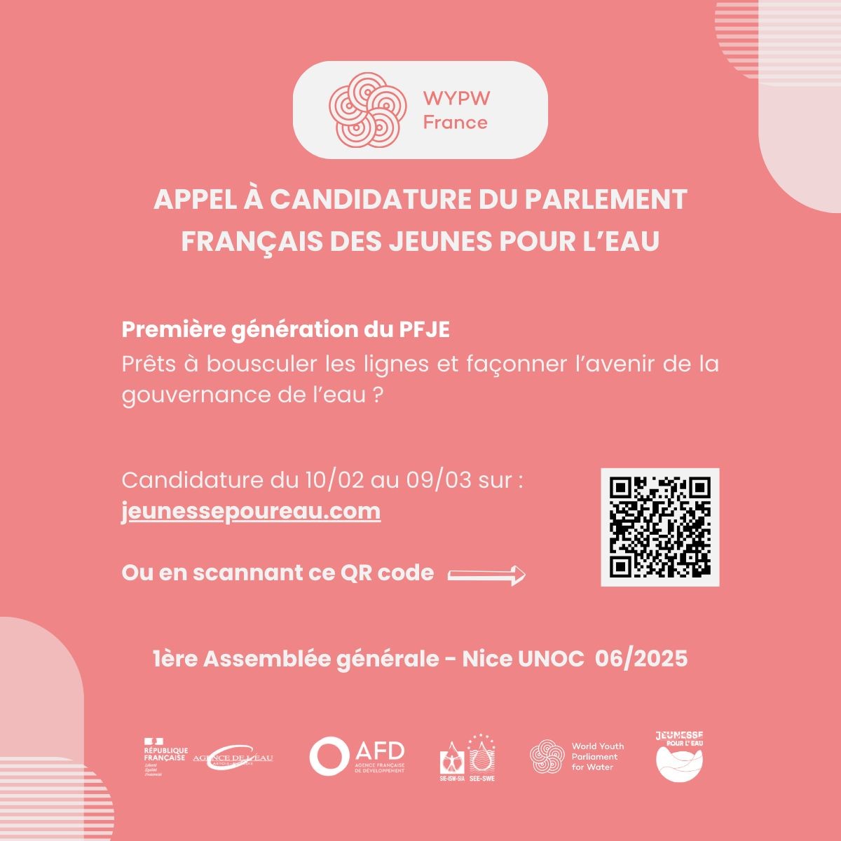 Appel à Candidature pour le Parlement Français des Jeunes pour l'Eau